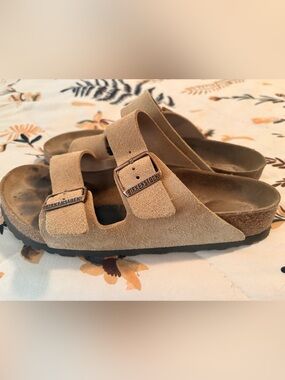 Birkenstock Suede Two-Strap Sandals - Light Brown